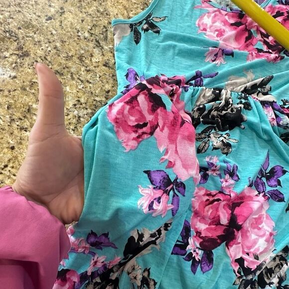 VINTAGE 90’s USA Made Floral Sleeveless Maxi Dress Medium BOHO Fairy Tropical - Picture 8 of 16